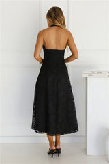 Disco Daze Halter Midi Dress Black