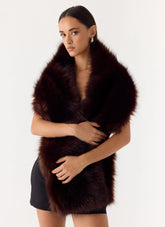 Saskia Faux Fur Scarf - Chocolate