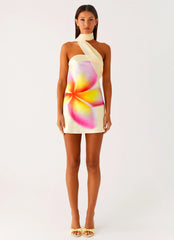 Isa Scarf Satin Mini Dress - Frangipani Yellow